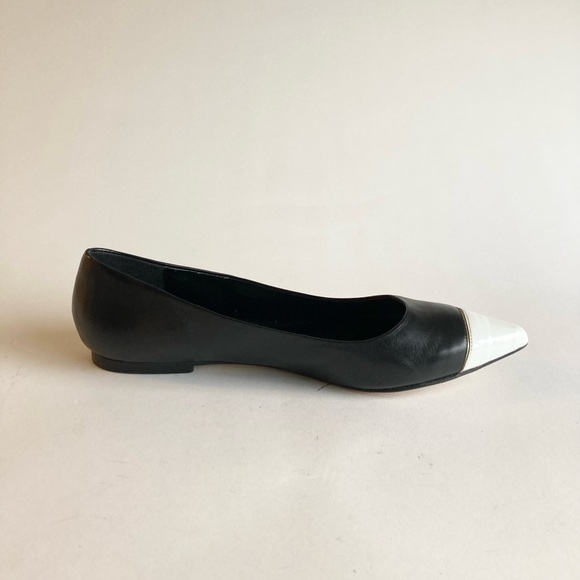 Truth or Dare by Madonna Black Leather White Patent Leather Cap Toe Flats size 8 - Picture 5 of 15